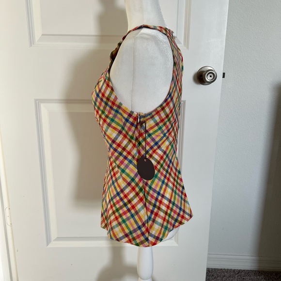 NWT Eva Franco Anthropologie Multicolor Plaid Top 8 - Picture 9 of 12